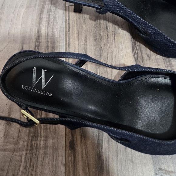 Worthington Womens Safira Pointed Toe Kitten Heel Pumps Sz 10 Denim - Picture 4 of 11